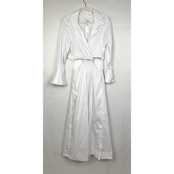 NWT Jonathan Simkhai Alex Pleated Cut Out Maxi Midi Dress White Medium - Picture 4 of 13